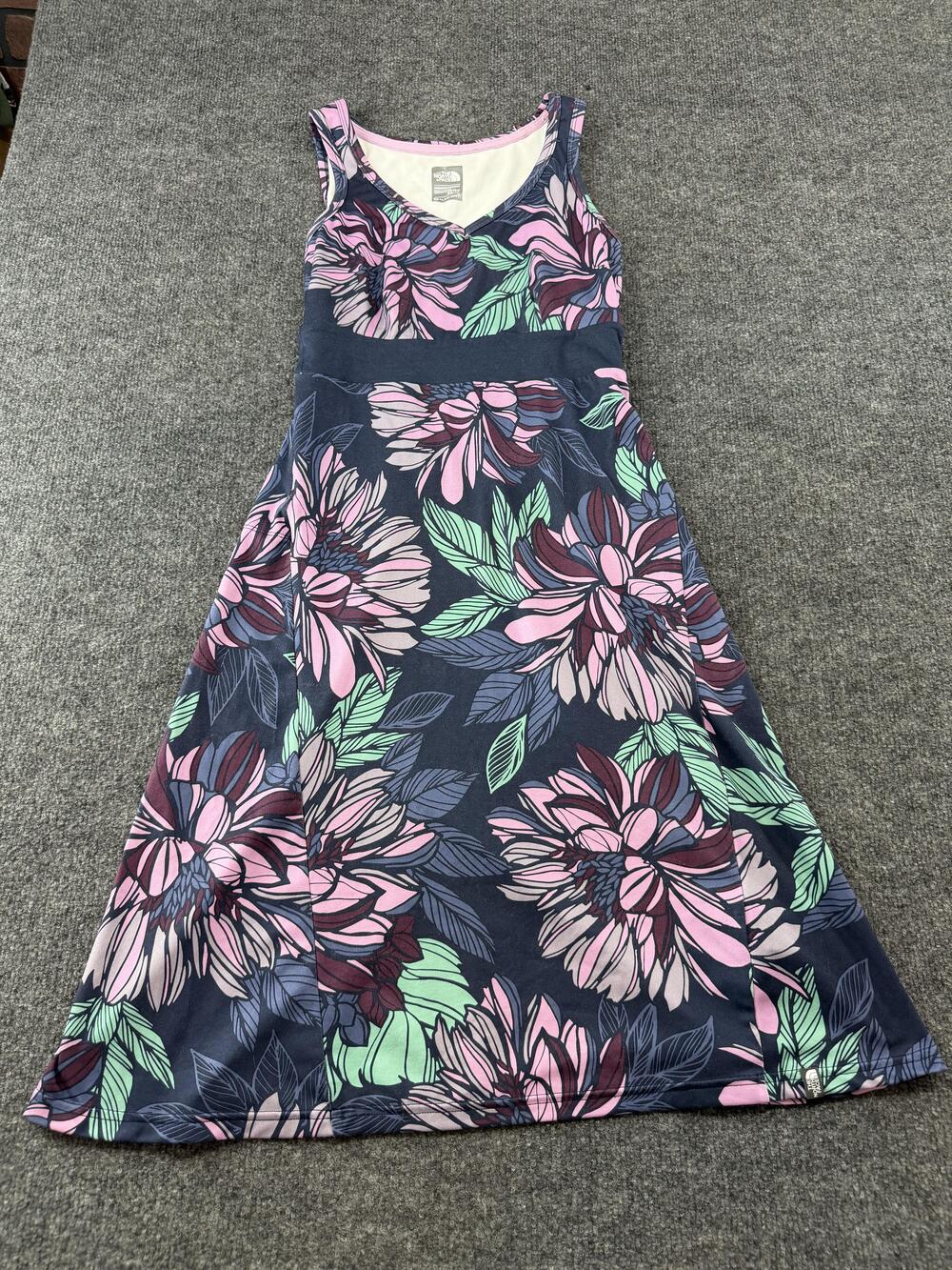 The North Face Dress Womens XS Blue Floral FlashDry A-Line Sundress Summer